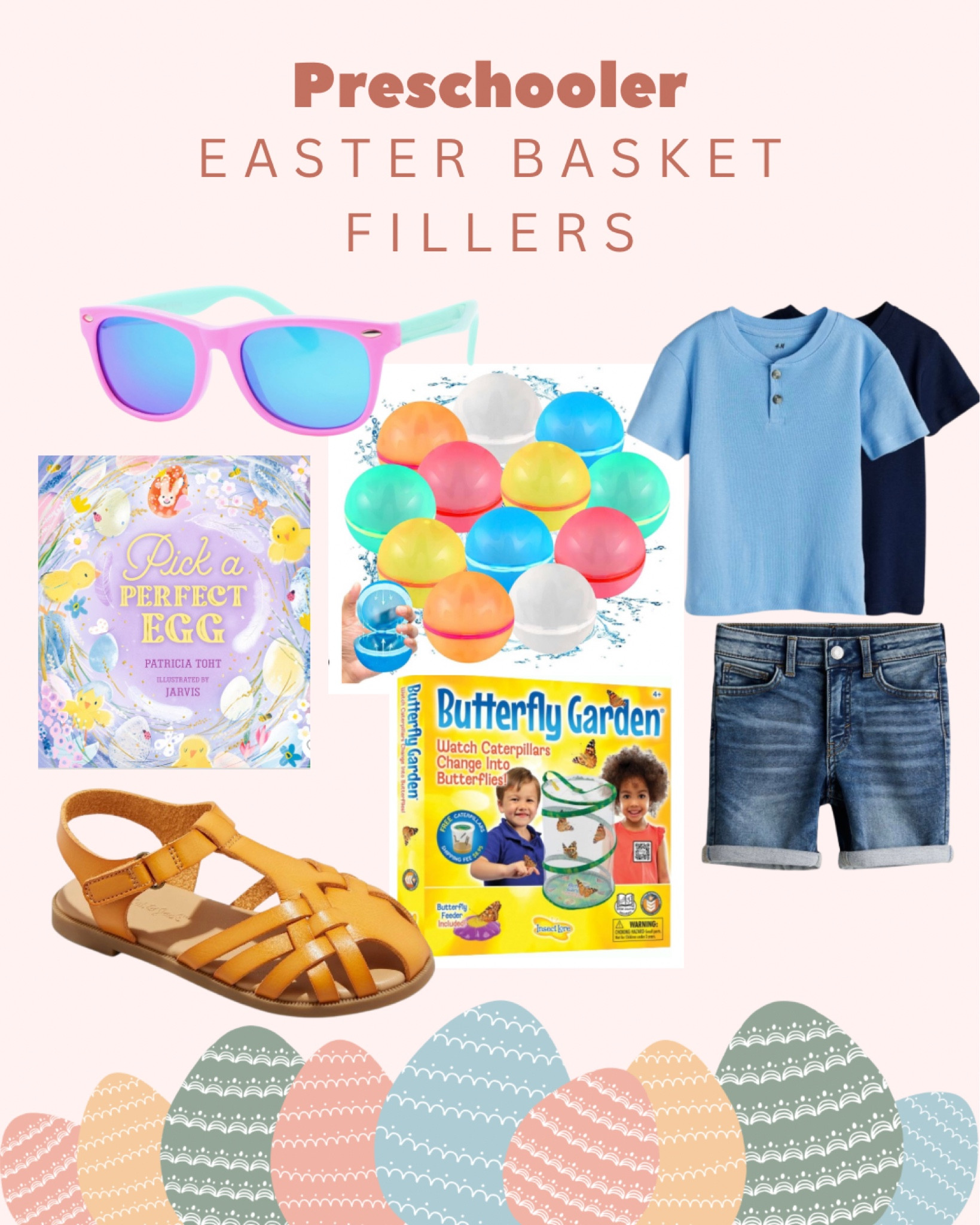 Easter basket filler ideas for preschoolers.

Reusable water balloons 
Easter children’s book
Children’s sunglasses 
Butterfly garden
Kids shorts



#LTKkids
