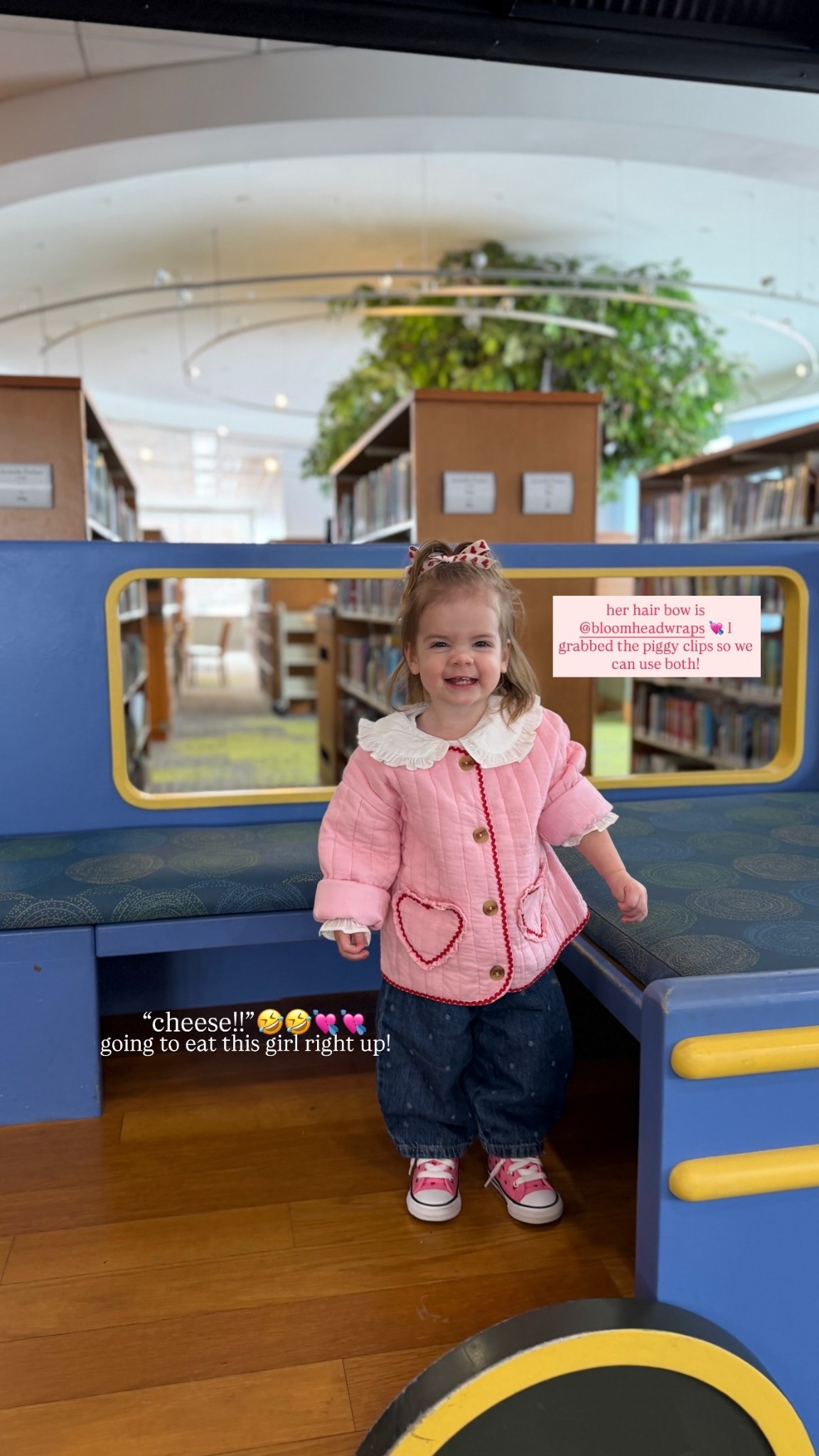 “cheese!!”🤣🤣💘💘 going to eat this girl right up! her hair bow is @bloomheadwraps 💘 I grabbed the piggy clips so we can use both!