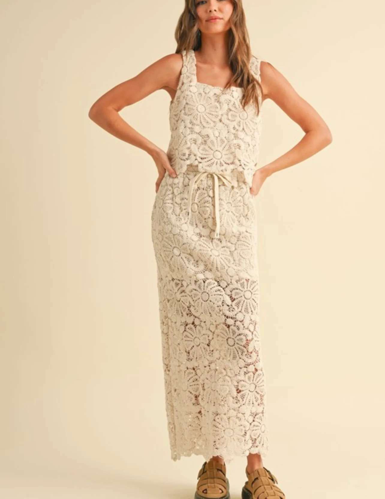 Sweet Melody Crochet Skirt - Beige | Statement Boutique
