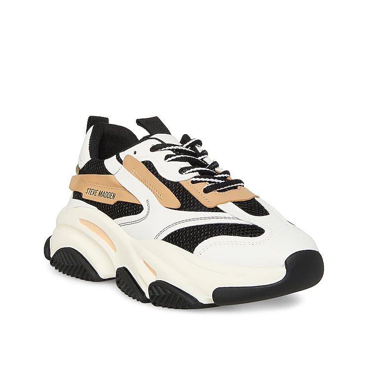 Steve Madden Possession Sneaker | Women's | White/Black/Tan | Size 6.5 | Sneakers | DSW