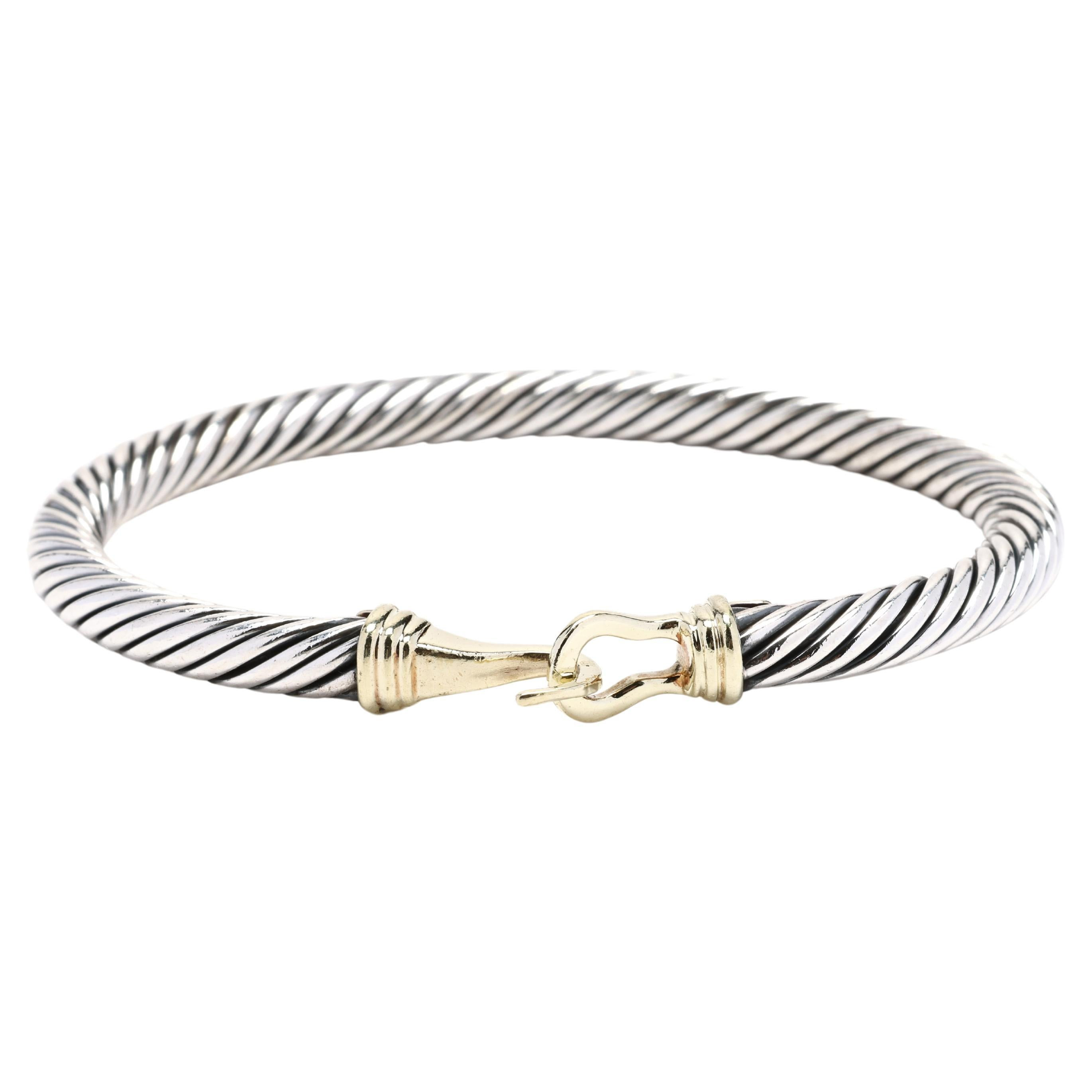 David Yurman Buckle Cuff Bracelet, Sterling Silver, 14k Yellow Gold | 1stDibs