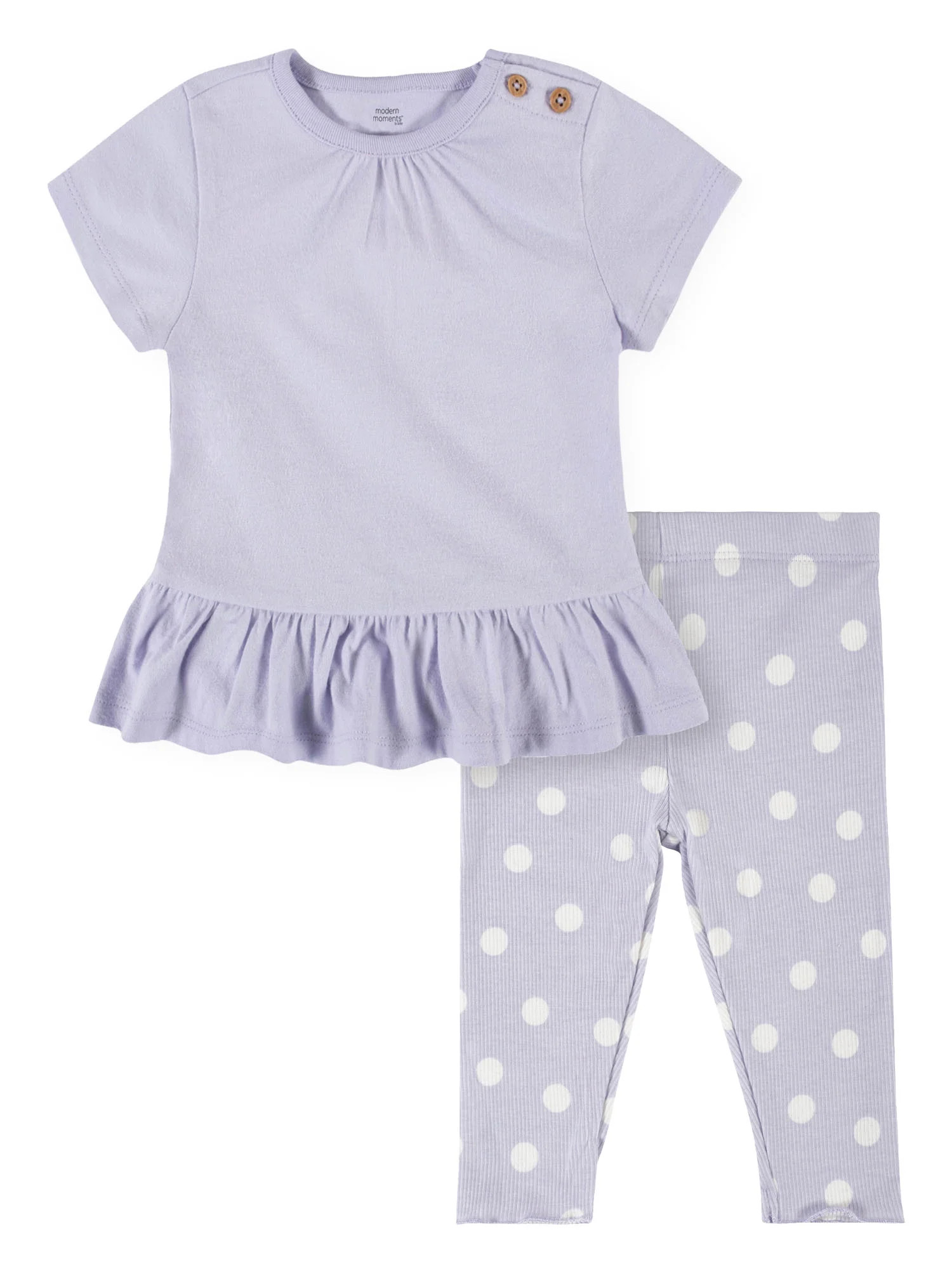 Modern Moments By Gerber Baby Girl Short Sleeve Top & Leggings, 2-Piece Outfit Set, (0/3 Months -... | Walmart (US)
