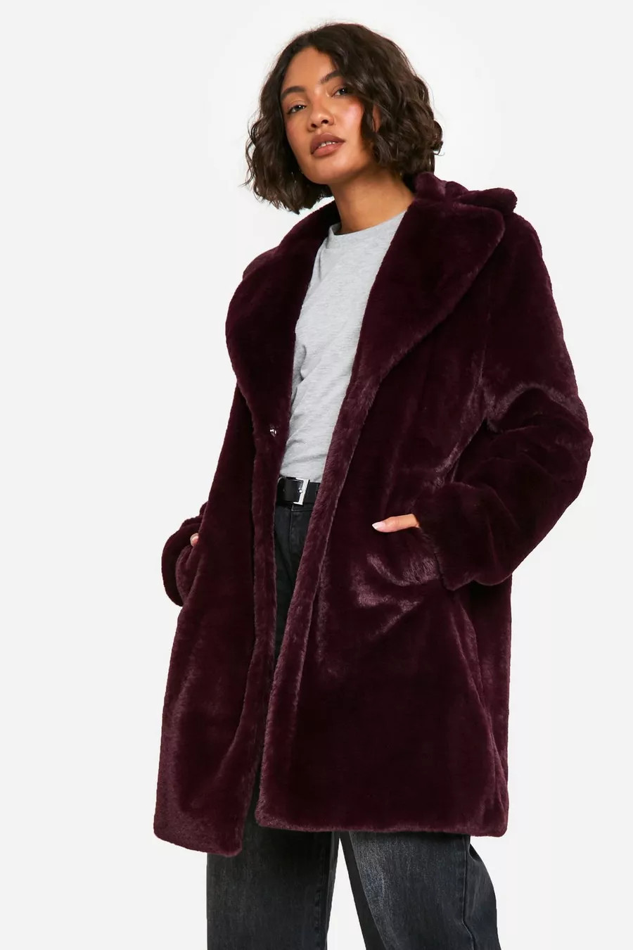 Tall Longline Faux Fur Jacket | boohoo (US & Canada)