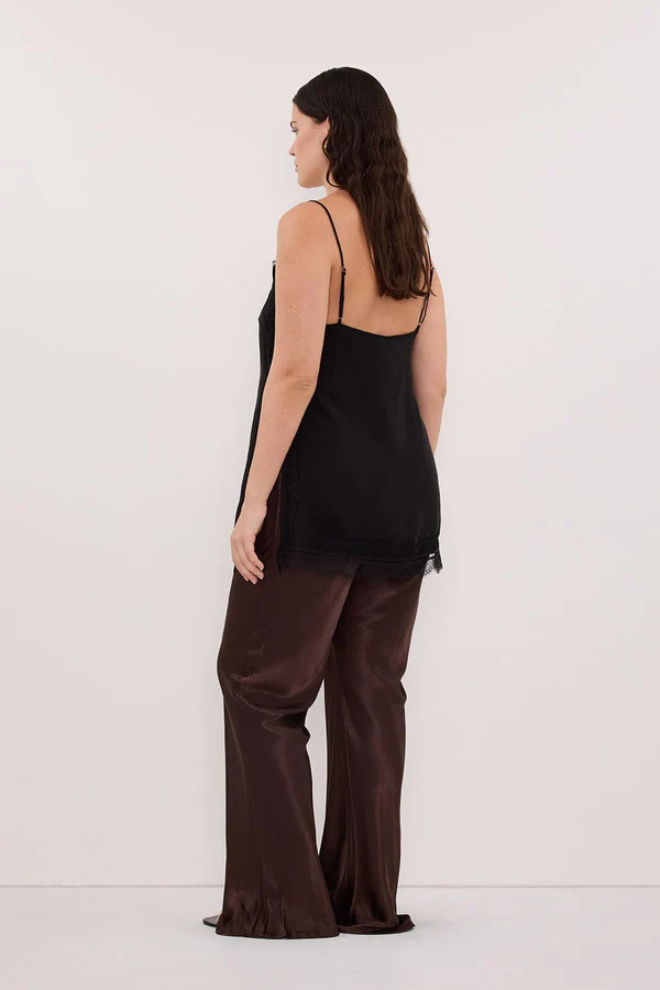 NIKKI BITTER CHOC SATIN BIAS PANT | DISSH