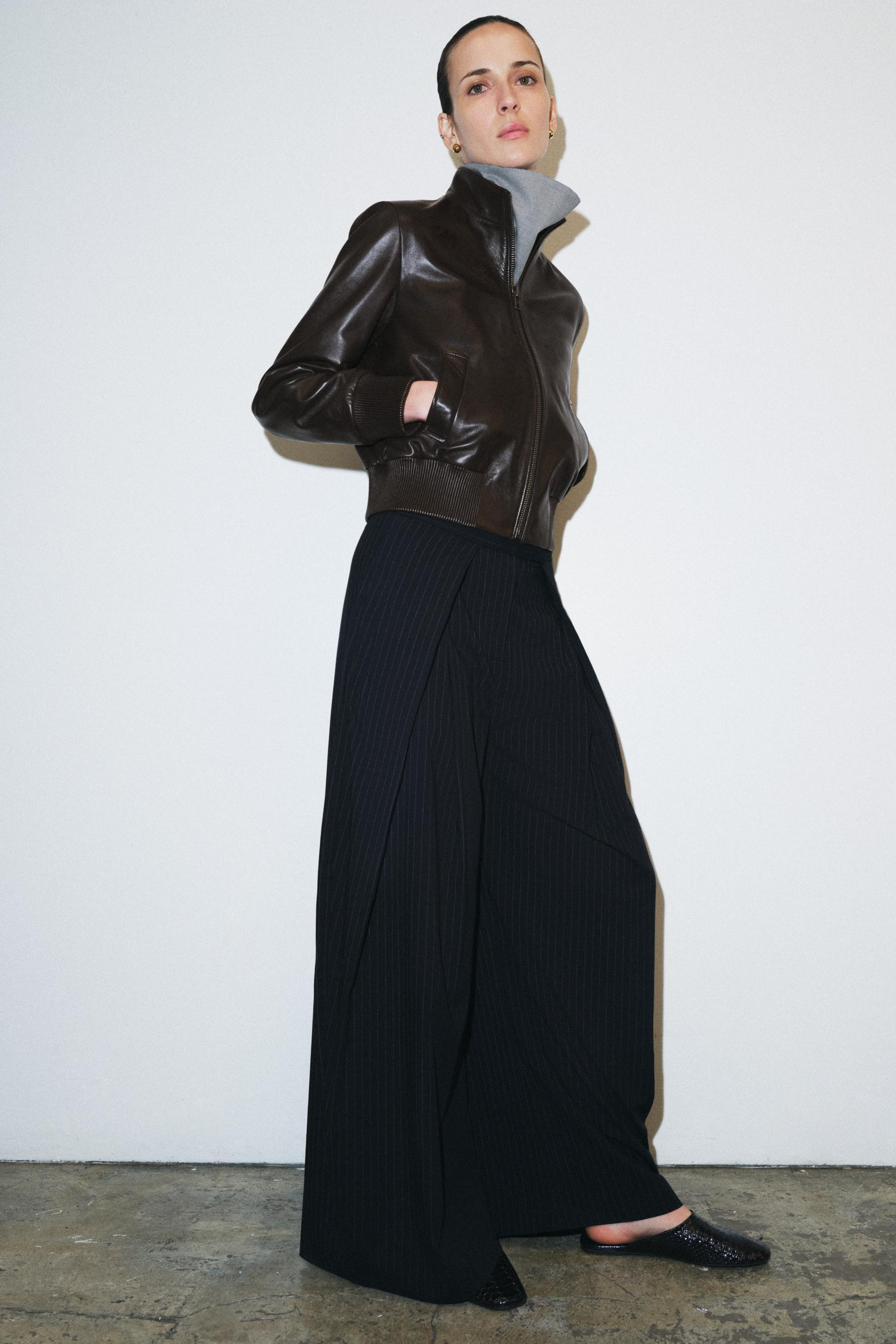 ZW COLLECTION PINSTRIPE WIDE LEG PANTS | Zara US
