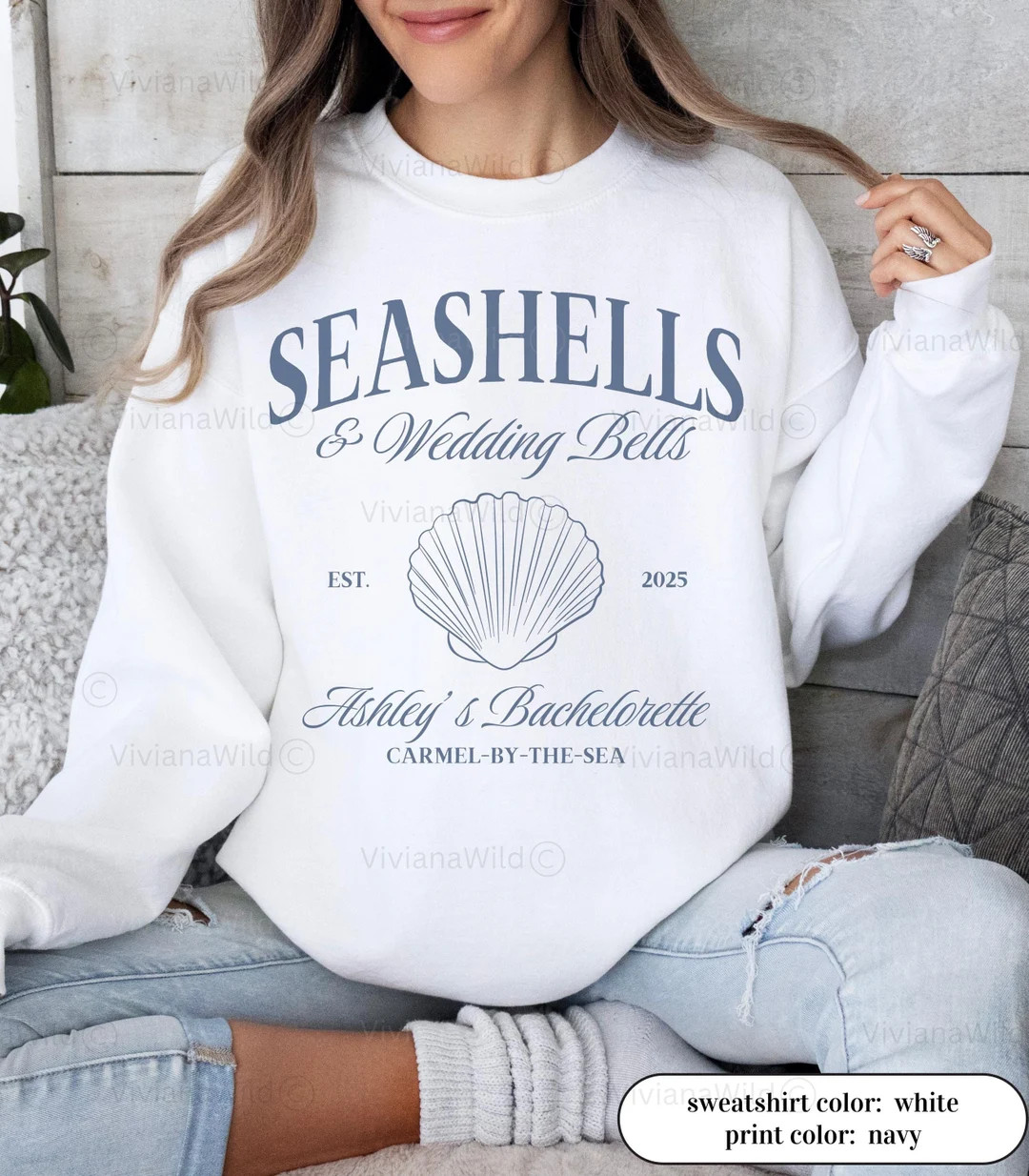 Custom Seashells and Wedding Bells Bachelorette Sweatshirt Beach Bachelorette Crewneck Coastal Ba... | Etsy (US)