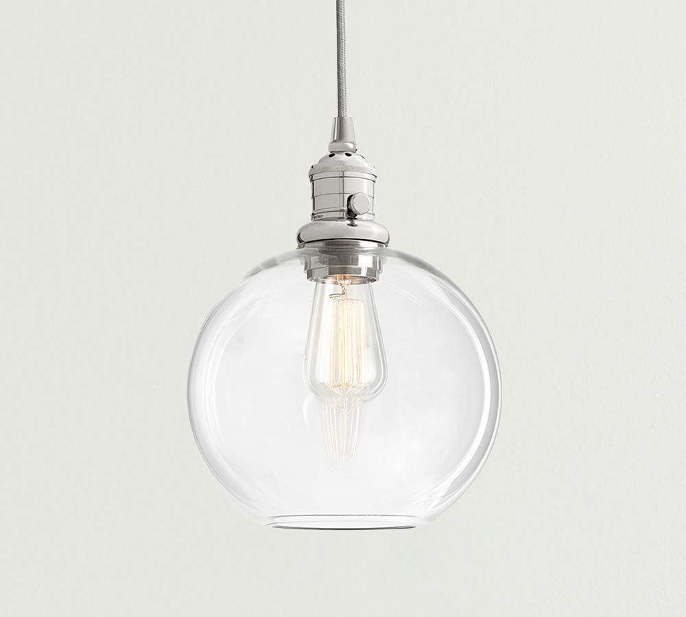 8.5" Glass Globe Cord Pendant with Nickel Hardware | Pottery Barn (US)