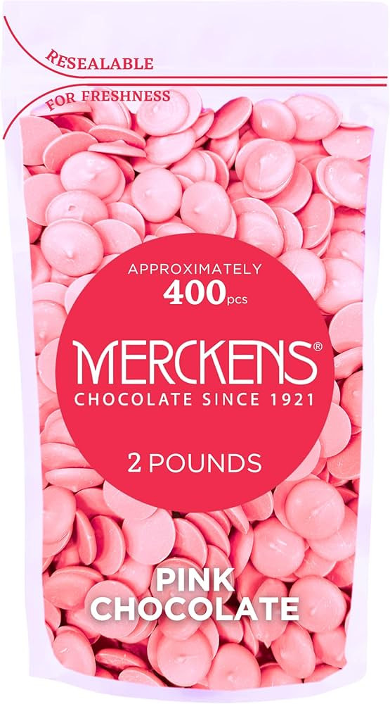 Valentine's Day Merckens Pink Chocolate Melting Wafers in 2 Pound Resealable Bulk Bag Perfect For... | Amazon (US)