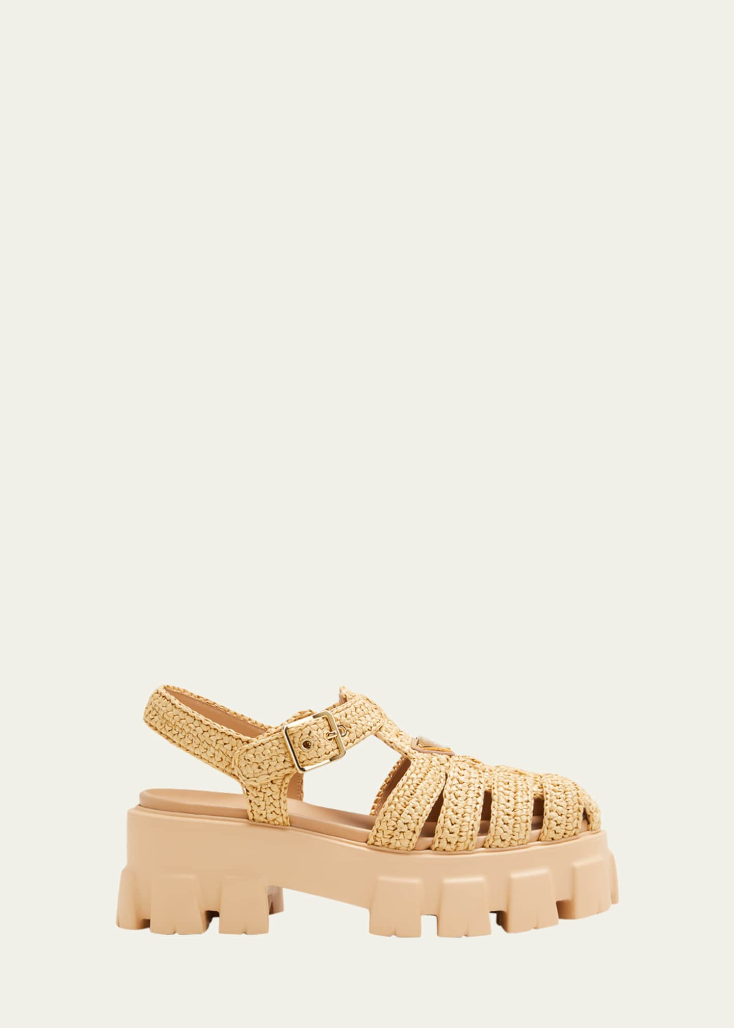 Prada Monolith Raffia Fisherman Sandals | Bergdorf Goodman