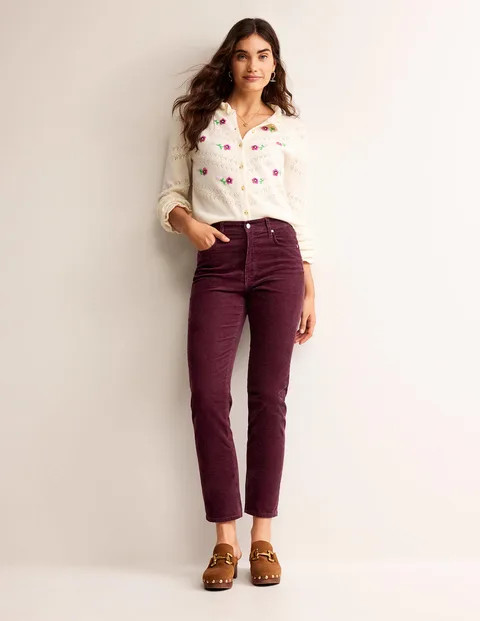 Corduroy Slim Straight Jeans - Dark Burgundy | Boden (UK & IE)