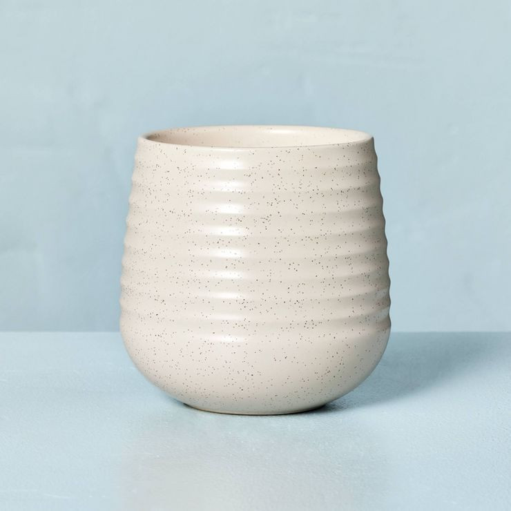 Ridged Ceramic Citronella Jar Candle Speckled Cream - Hearth & Hand™ with Magnolia | Target