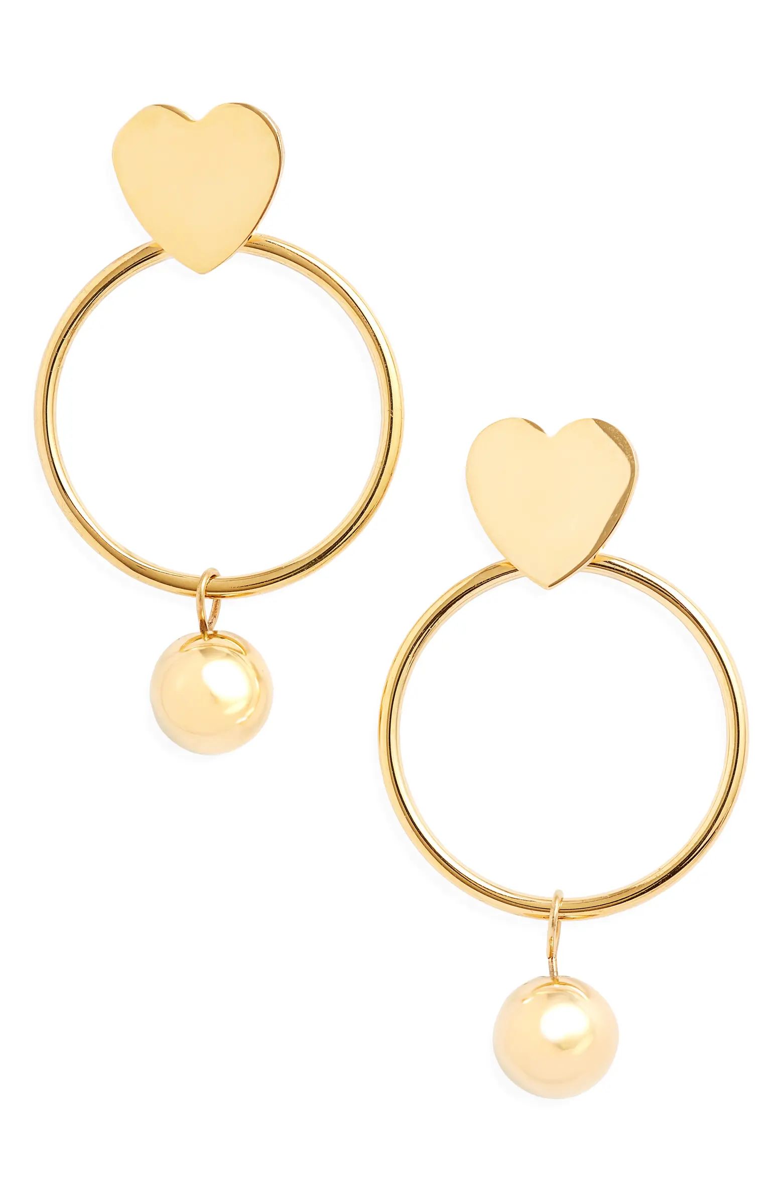 Heart Hoop Imitation Pearl Drop Earrings | Nordstrom