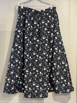 NWT The Occasion by Old Navy Large Elastic Waist Taffeta Midi Skirt Blue Floral | eBay US