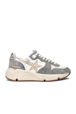 Golden Goose Running Sole Sneaker in Silver, White, Cream, Smoke Grey, & Silver | FWRD | FWRD 