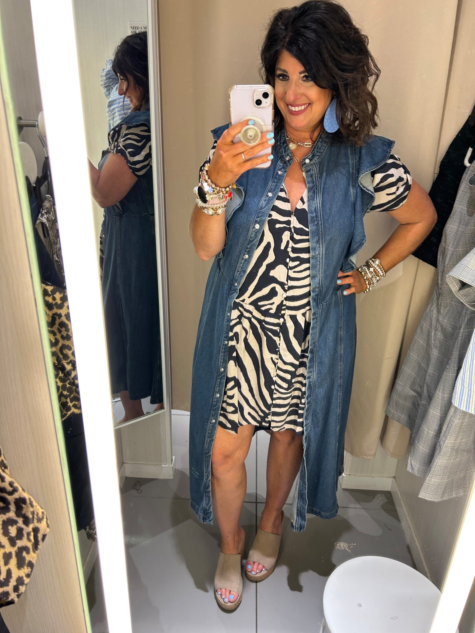 Paired this denim ruffle dress as a duster over this adorable cardigan. Was so comfortable to wear to work! Wearing size Large in Tunic and Large in dress/duster. @h&m outfit Inspo

#LTKFindsUnder50 #LTKWorkwear #LTKMidsize