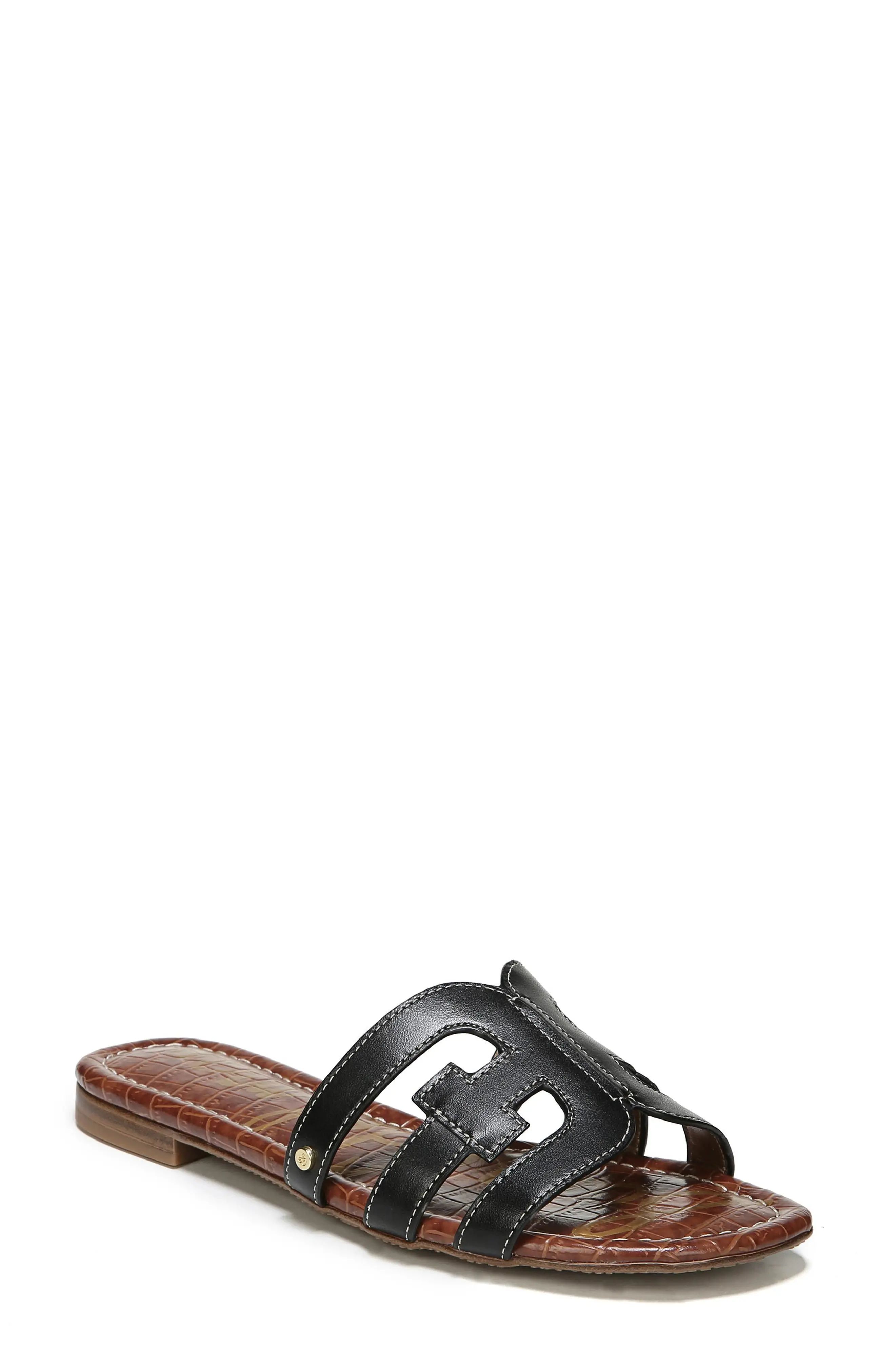 Sam Edelman Bay Cutout Slide Sandal in Black Leather at Nordstrom, Size 10 | Nordstrom