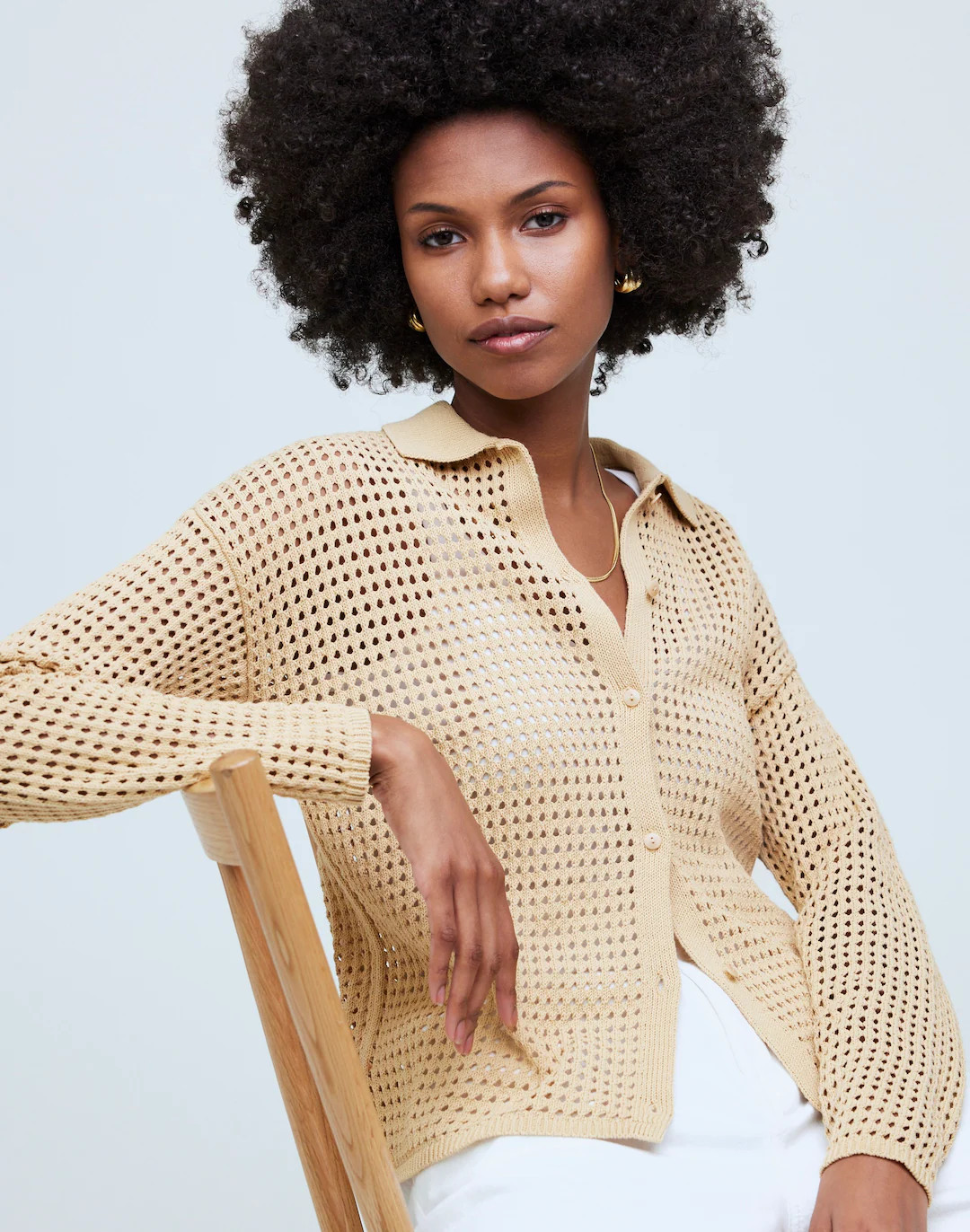 Open-Stitch Polo Cardigan Sweater | Madewell