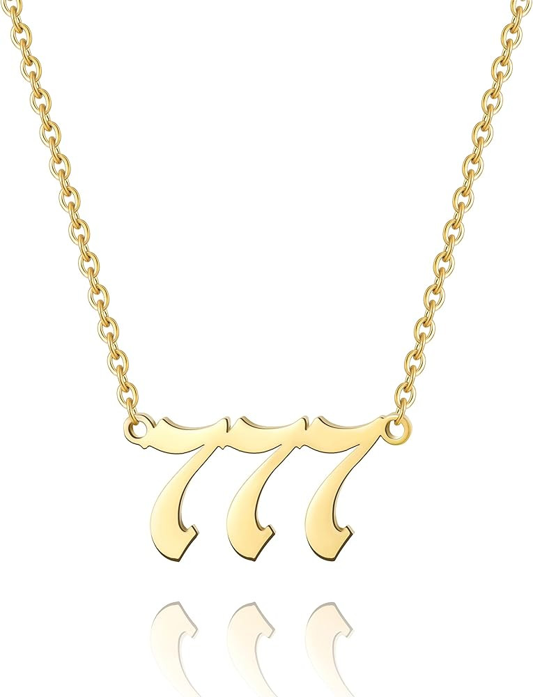 Sora Tuki Angel Number Necklace 111 222 333 444 555 666 777 888 999 Necklace Silver Old English N... | Amazon (US)