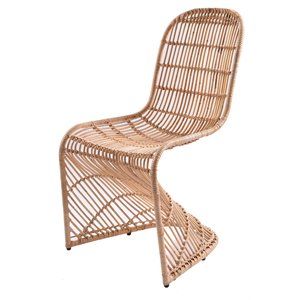 New Pacific Direct Groovy 18" Rattan and Steel Chair in Natural (Set of 2) | Homesquare