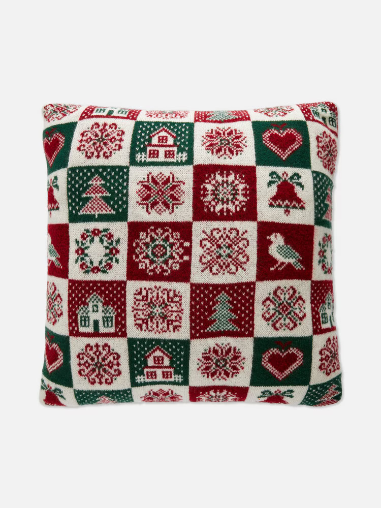 Christmas Square Knitted Scatter Cushion | Primark UK