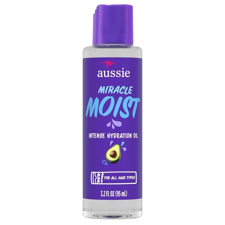 Aussie Miracle Moist Intense Hydration Hair Oil with Jojoba Oil, for Dry and Damaged Hair, 3.2 fl... | Walmart (US)