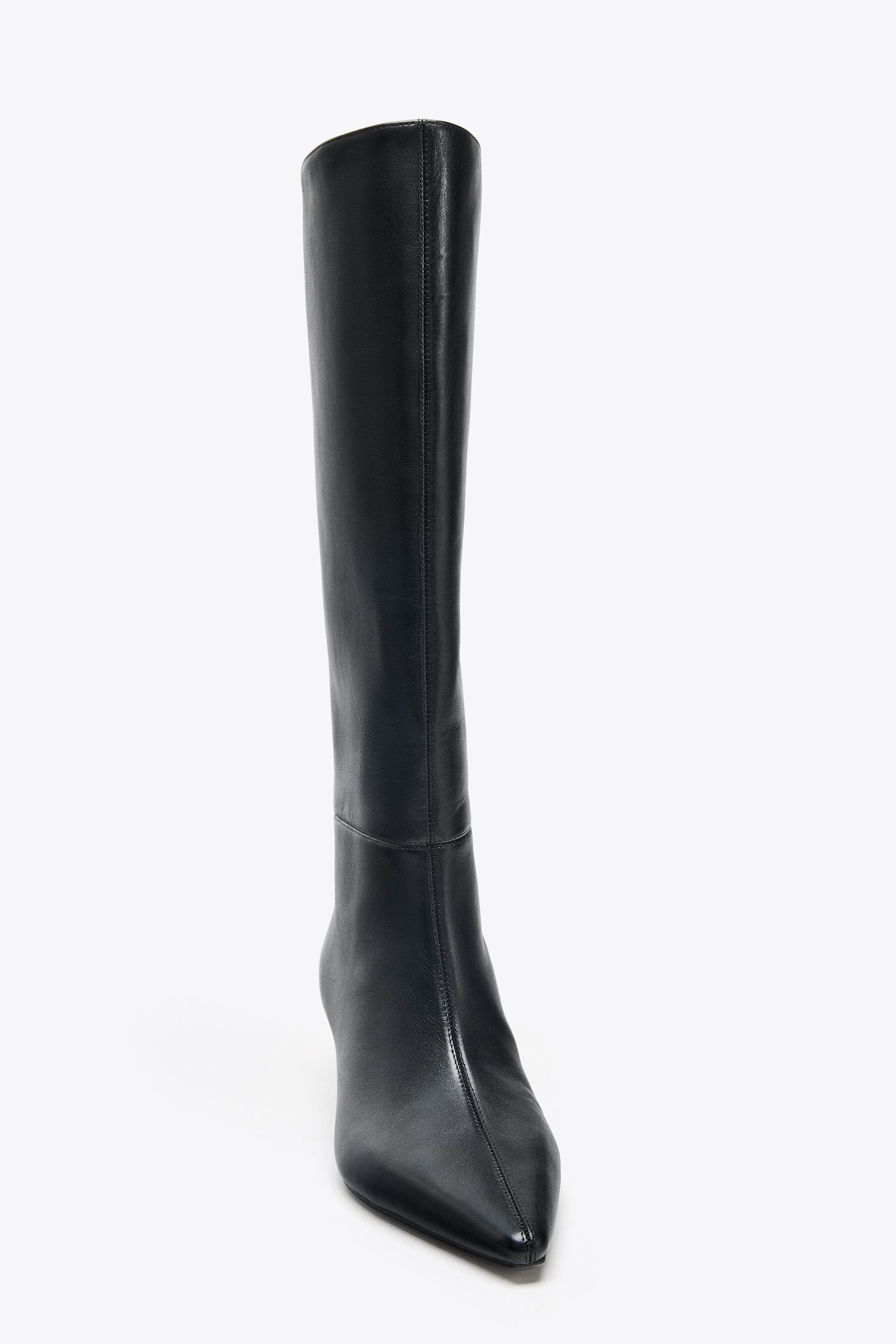 HEELED LEATHER BOOTS | Zara US
