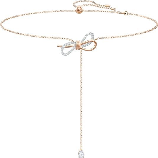 Swarovski Lifelong Bow Necklace and Bracelet Jewelry Collection, Clear Crystals, Rhodium Finish | Amazon (US)