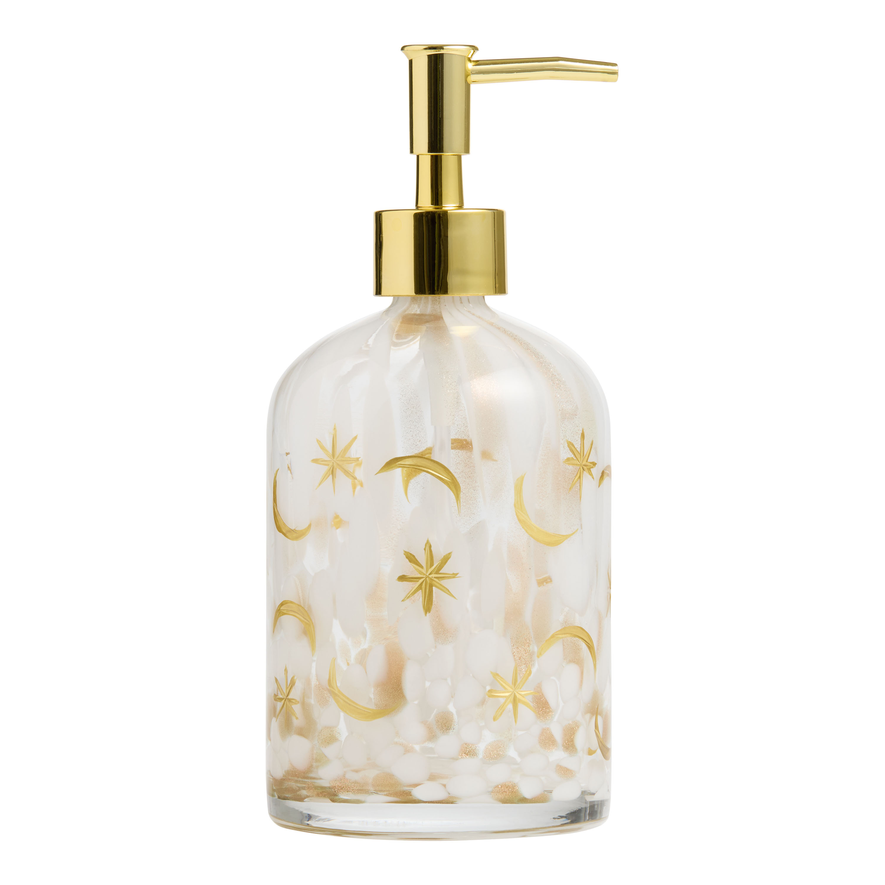 White Confetti Glass Etched Celestial Liquid Soap Dispenser | World Market