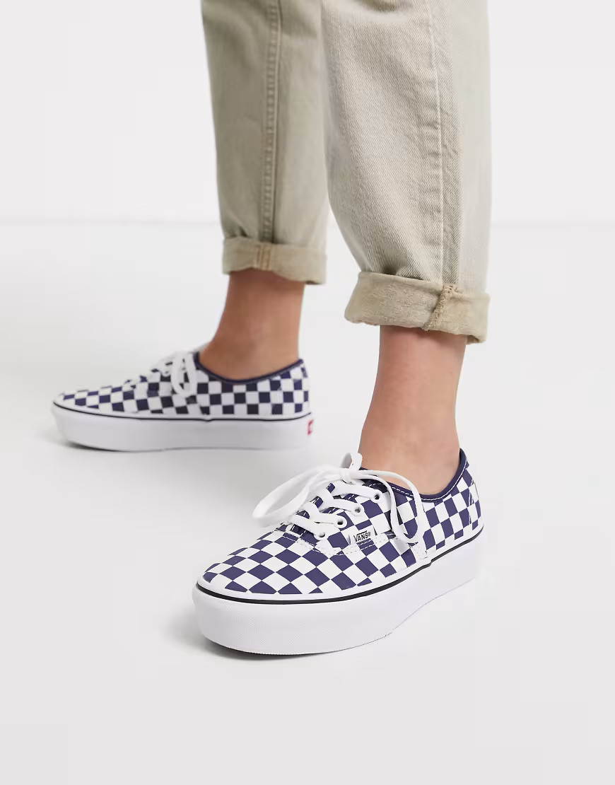 Vans Authentic Platform 2.0 Checkerboard Medieval Blue-White | ASOS (Global)