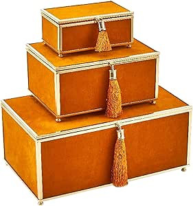 Sagebrook Home 13318-07 Glass/Fabric Storage Box, 10.75 x 6.5 x 4.75, Mustard | Amazon (US)