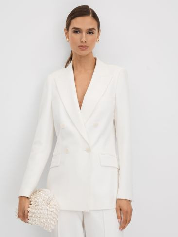 Double Breasted Crepe Suit Blazer | Reiss UK