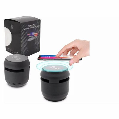 Link Mini 2 in 1 Mini Bluetooth Speaker With 5W Fast Wireless Charging Pad Station Compatible for iPhone & Samsung - Black | Target