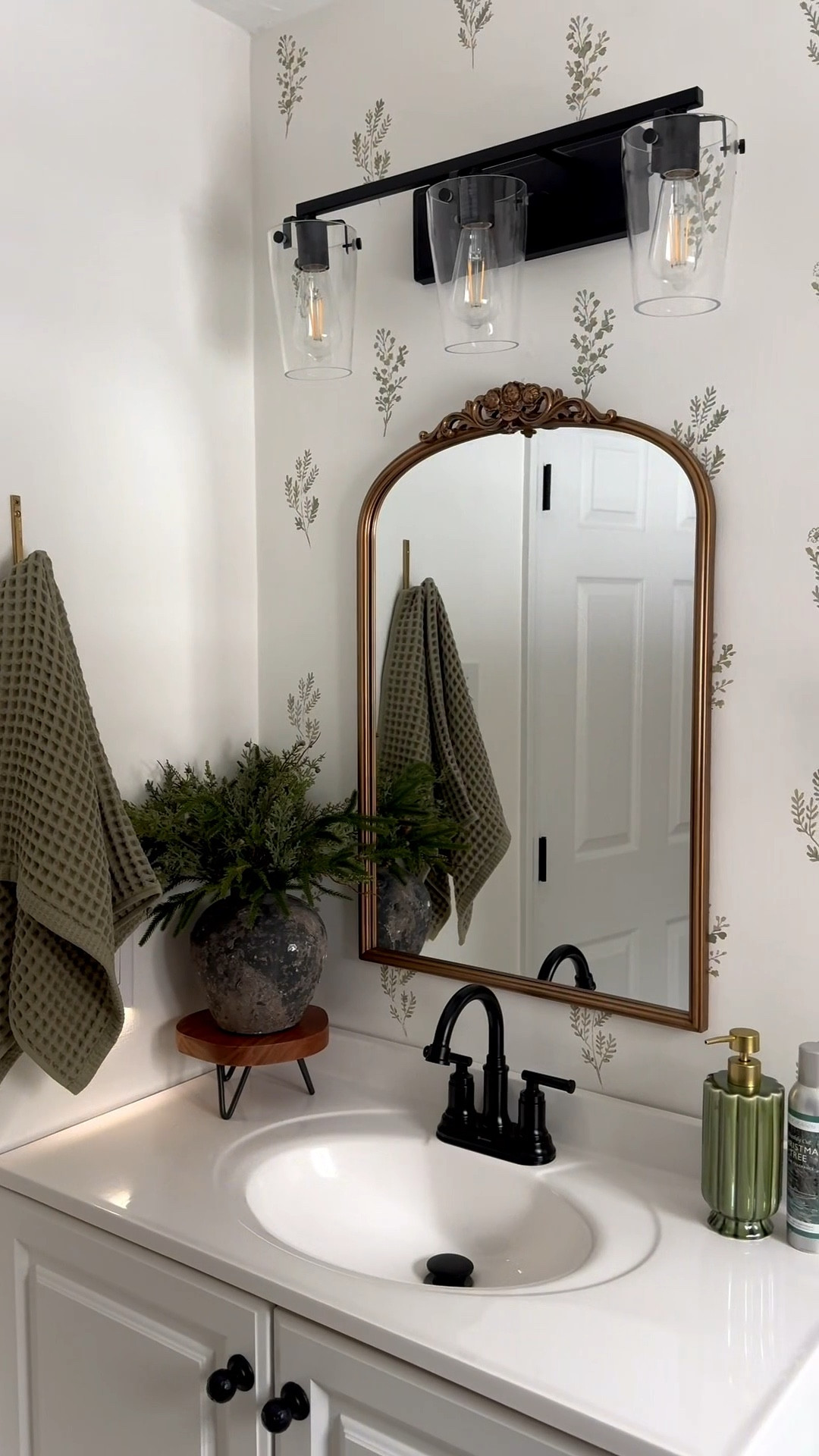 New mirror for our spare bathroom! Love this change and the gold beautiful frame 😍 this isn’t the exact same mirror linked but it’s the same company and ON SALE! 

#LTKFindsUnder100 #LTKU #LTKHome