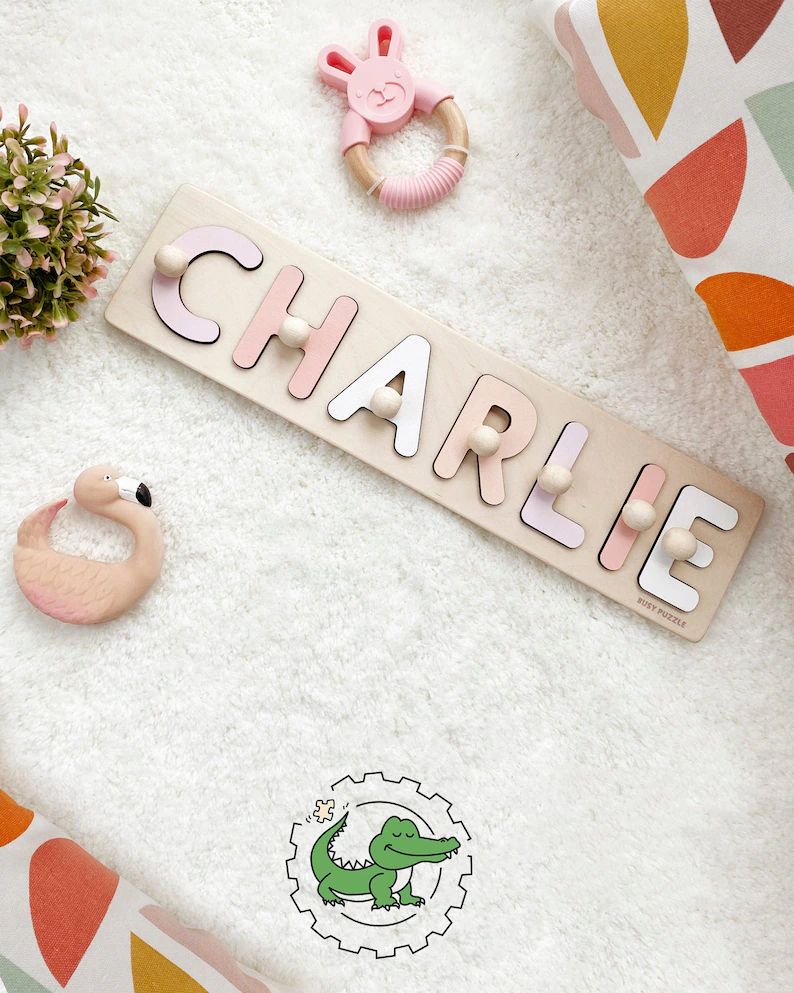 Personalized Name Puzzle With Pegs New Baby Gift Wooden | Etsy | Etsy (US)
