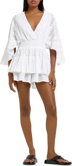 Lace Trim Cotton Romper | Nordstrom