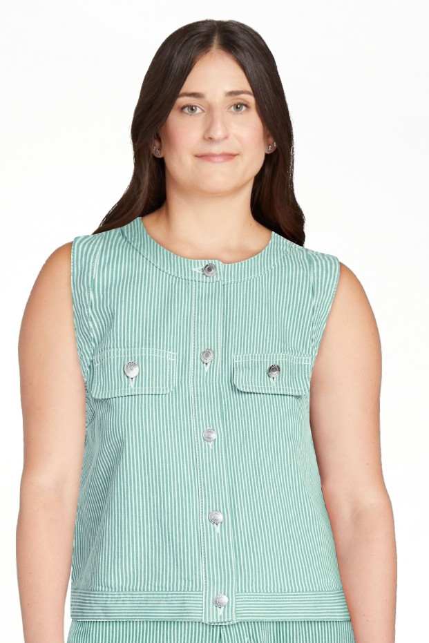 Free Assembly Women's and Women's Plus Button Front Sleeveless Denim Top, Sizes XS-4X | Walmart (US)