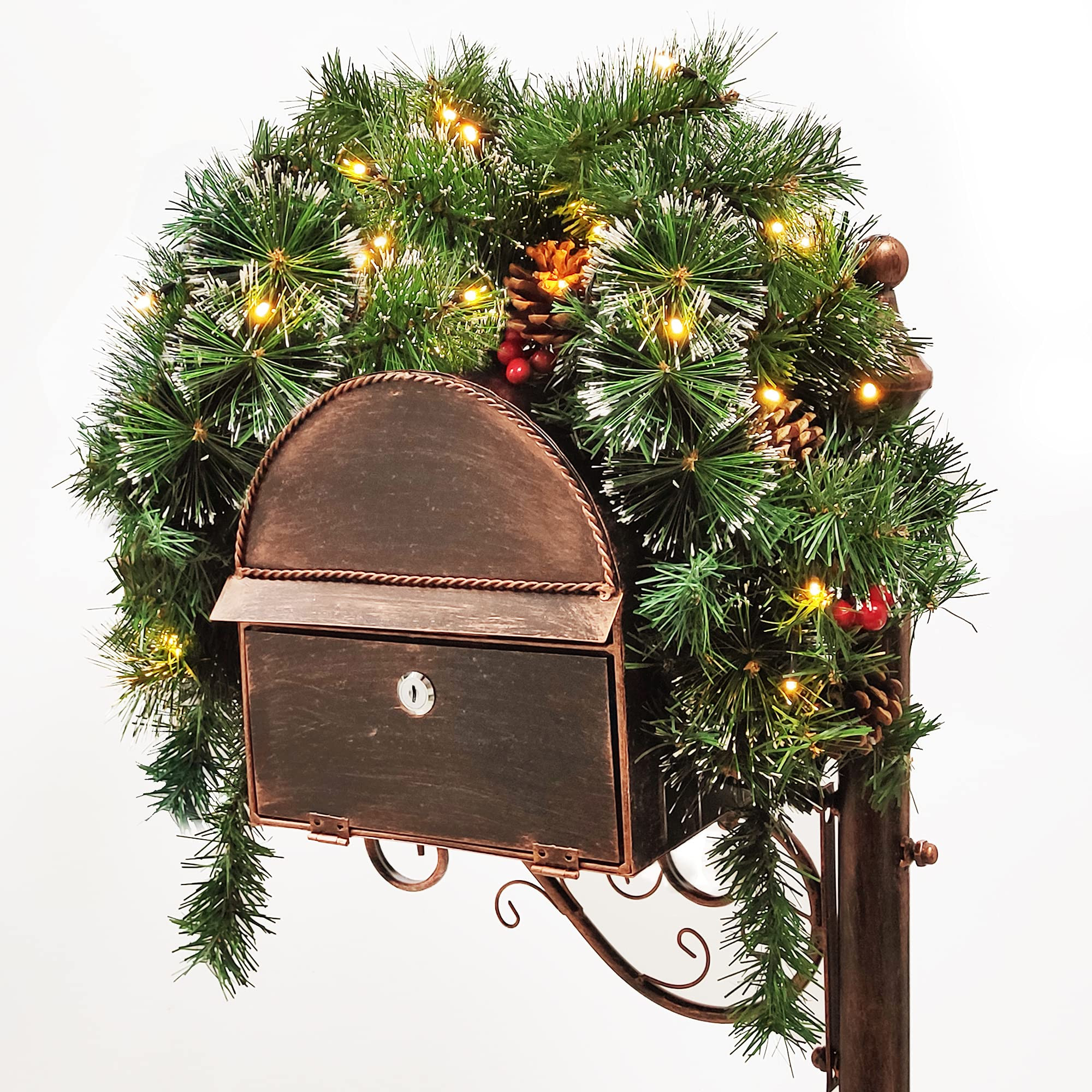Sunnyglade 35.4 in Pre-lit Christmas Mail Box Swag Garland Artificial Pine Rattan with 30 LED Lights | Amazon (US)