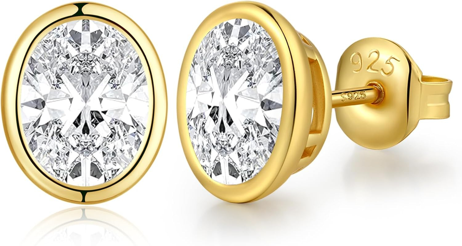 Brilliant Heart-cut/Oval-cut/Trillion-cut/Cushion-cut/Emerald-cut/Marquise-cut Stud, 925 Sterling Silver Cubic Zirconia Stud Earrings for Women Men | Amazon (US)