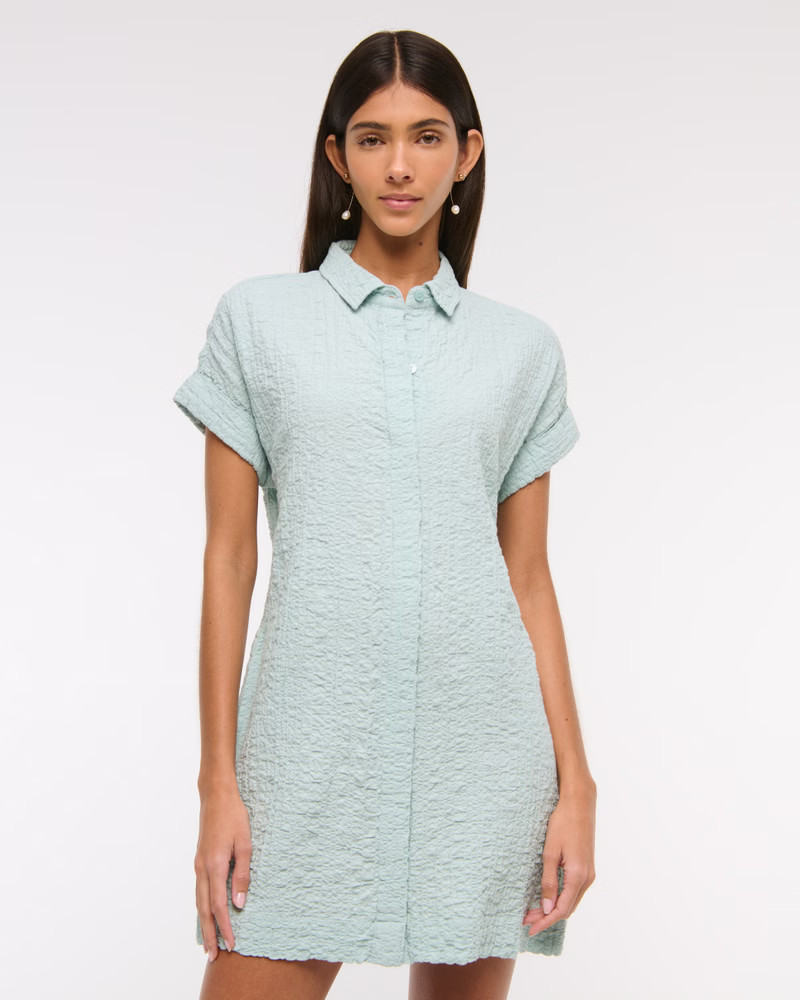Women's Textured Mini Shirt Dress | Women's Dresses & Jumpsuits | Abercrombie.com | Abercrombie & Fitch (US)