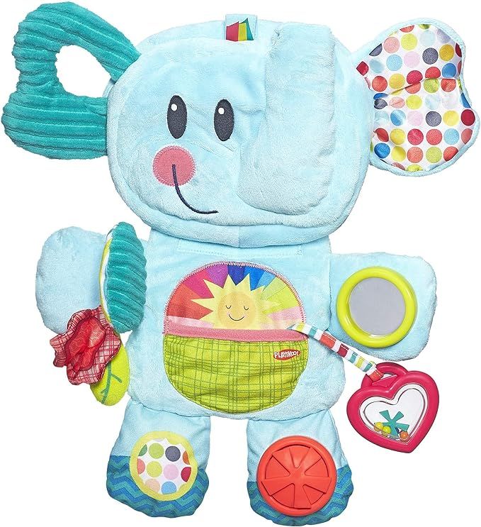 Playskool Fold 'n Go Elephant Stuffed Animal Tummy Time Toy for Babies 3 Months and Up, Blue (Ama... | Amazon (US)