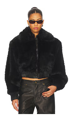 AFRM Adelaide Faux Fur Bomber Jacket in Noir Fur from Revolve.com | Revolve Clothing (Global)