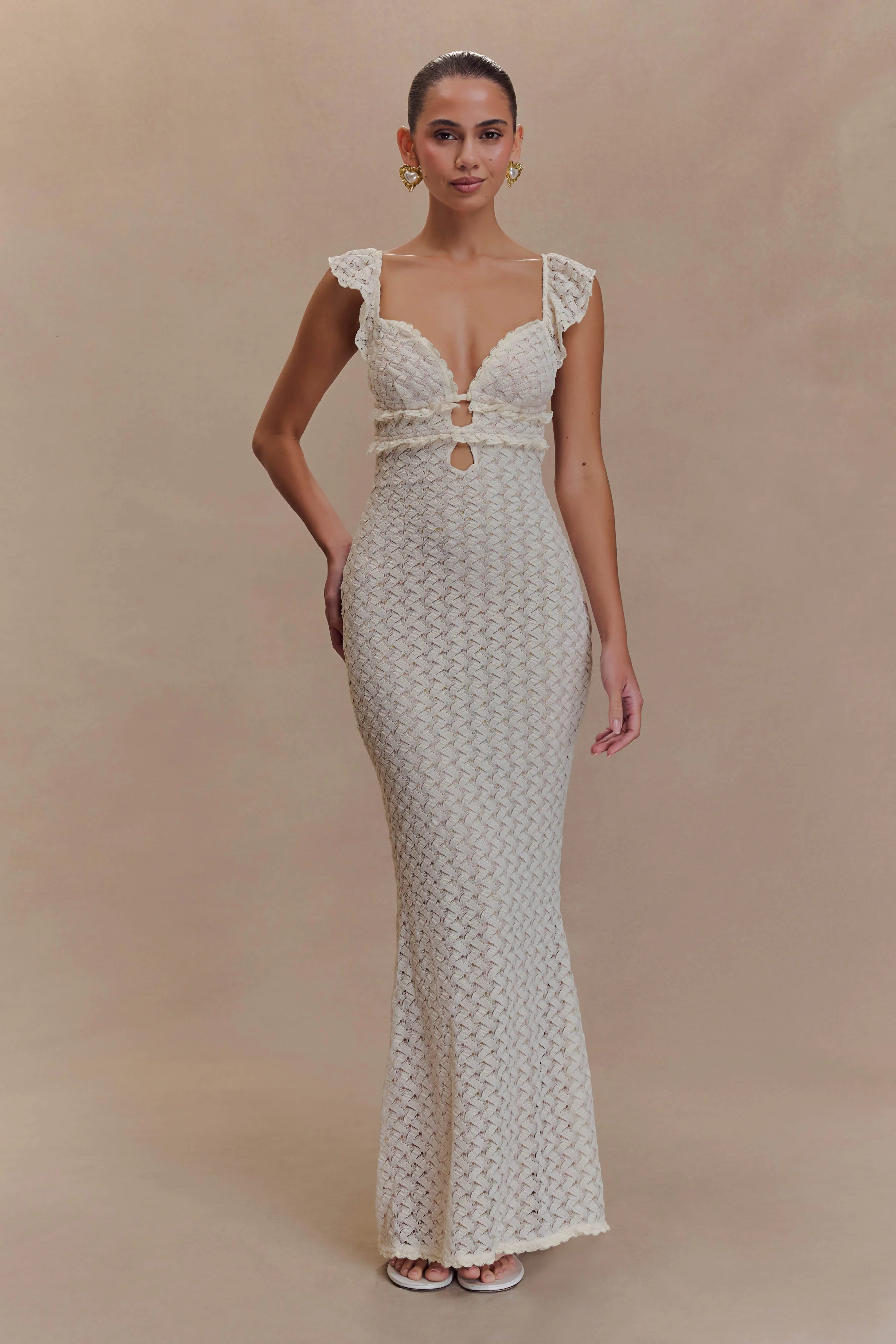 Ezra Lace Maxi Dress - Ivory | MESHKI US