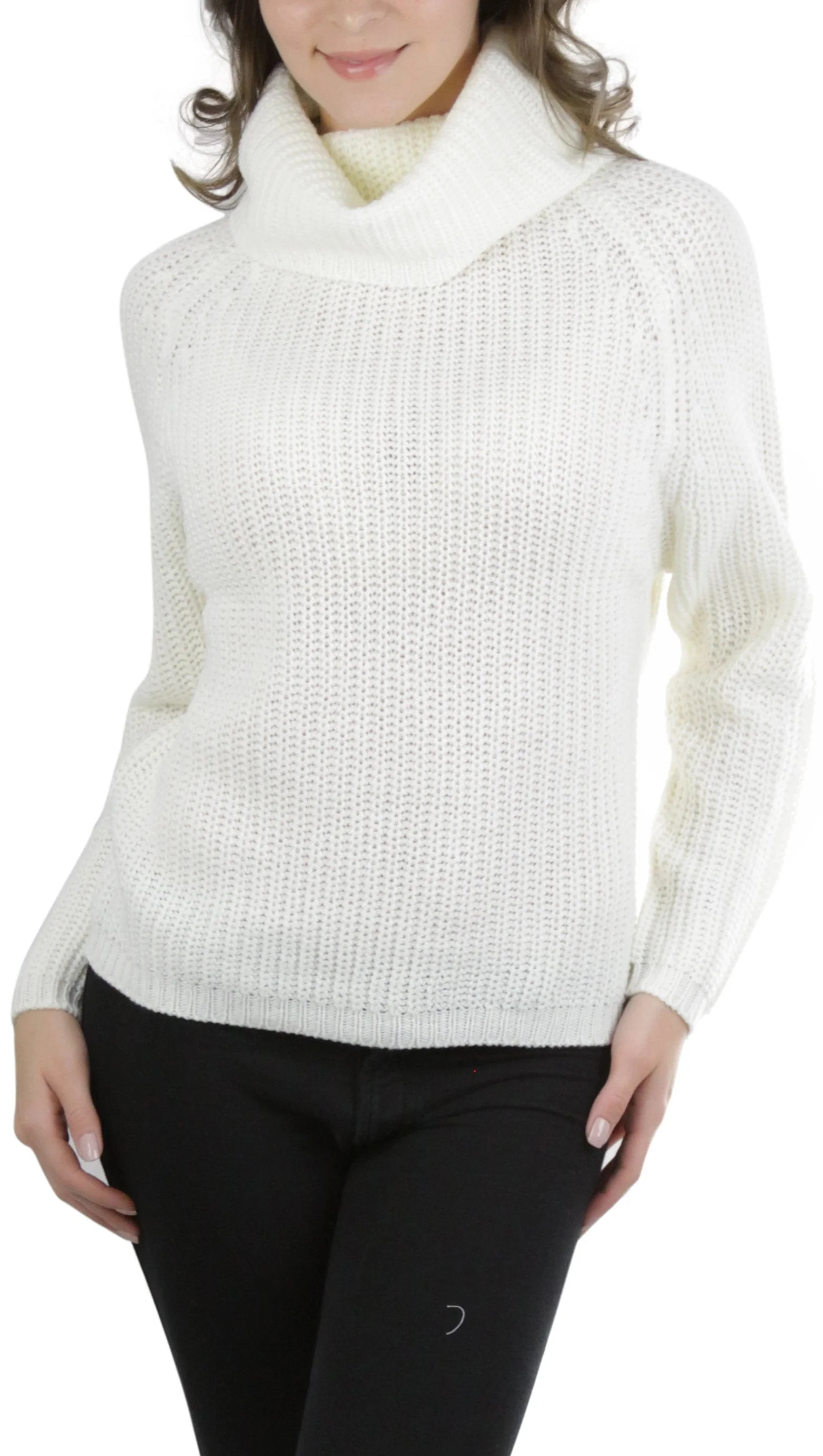 ToBeInStyle Women's Classic Knit Fold Over Turtleneck Pullover | Walmart (US)