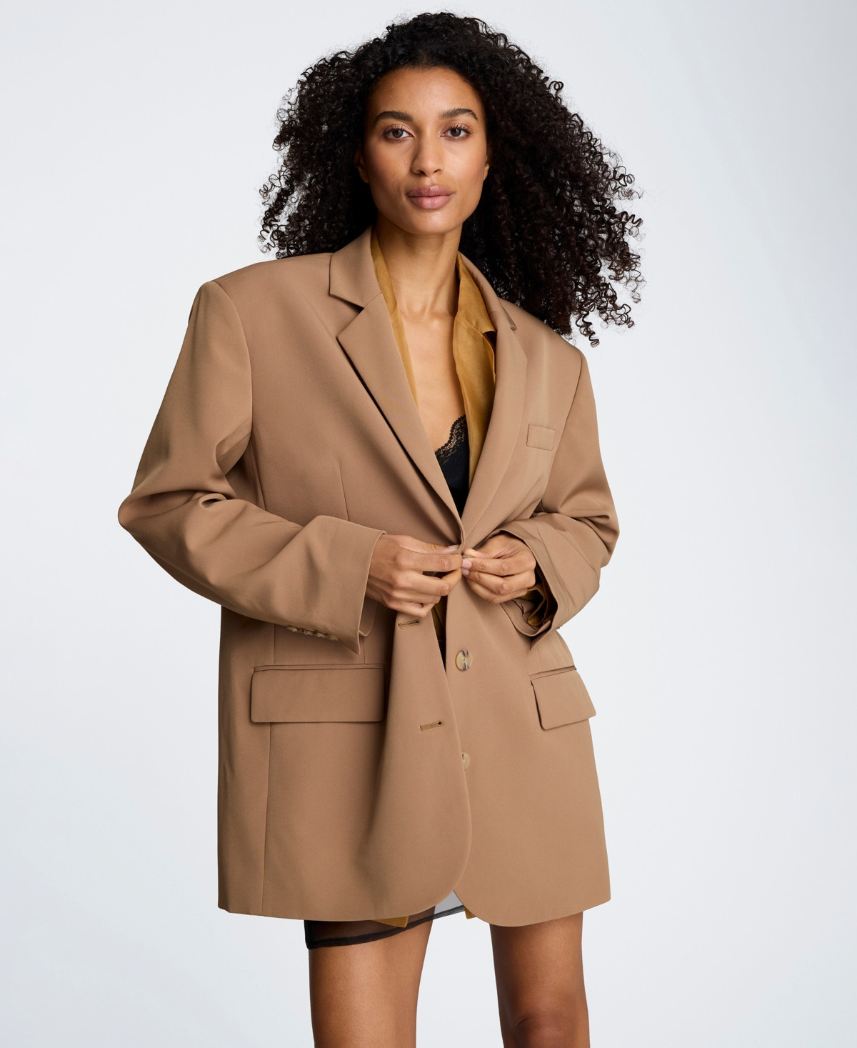 Kenneth Cole Women's Oversized Boyfriend Jacket - Mesquite | Macy's