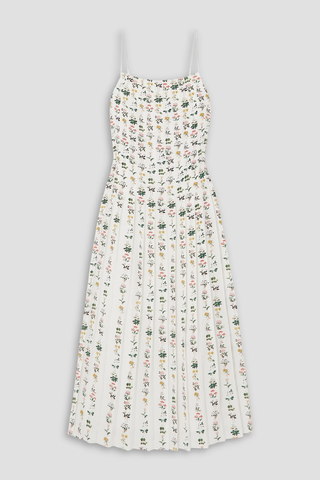 Pleated floral-print silk crepe de chine midi dress | The Outnet (US and CA)