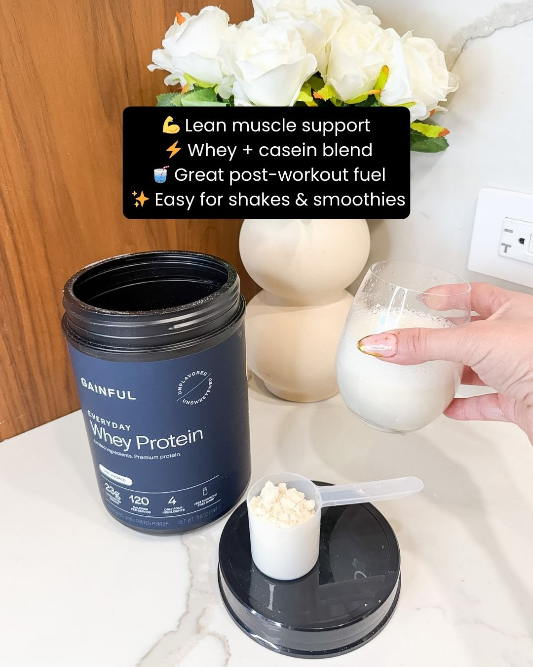 Power through your day the easy (and delicious) way 💪✨ with this Gainful Everyday Whey Protein Powder! Packed with high-quality protein, it helps support muscle recovery, daily nutrition, and active lifestyles while mixing smoothly into your favorite shakes and recipes 💖🥤. Perfect for post-workout fuel, busy mornings, or anytime you need a satisfying protein boost 👀✨. Trust me, this is one wellness essential you'll keep stocked in your routine 💕

#wheyprotein #proteinpowder #fitnessfuel #healthylifestyle #nutrition #wellnessessentials #musclerecovery #postworkout #fitlife #proteinshake #healthyhabits #energyboost #workoutroutine #activeliving #healthgoals #dailyessentials #lifestyleupgrade #wellbeing #ltkhealth #ltkfinds #musthave #fitnessjourney #proteinboost #gymlife 

 