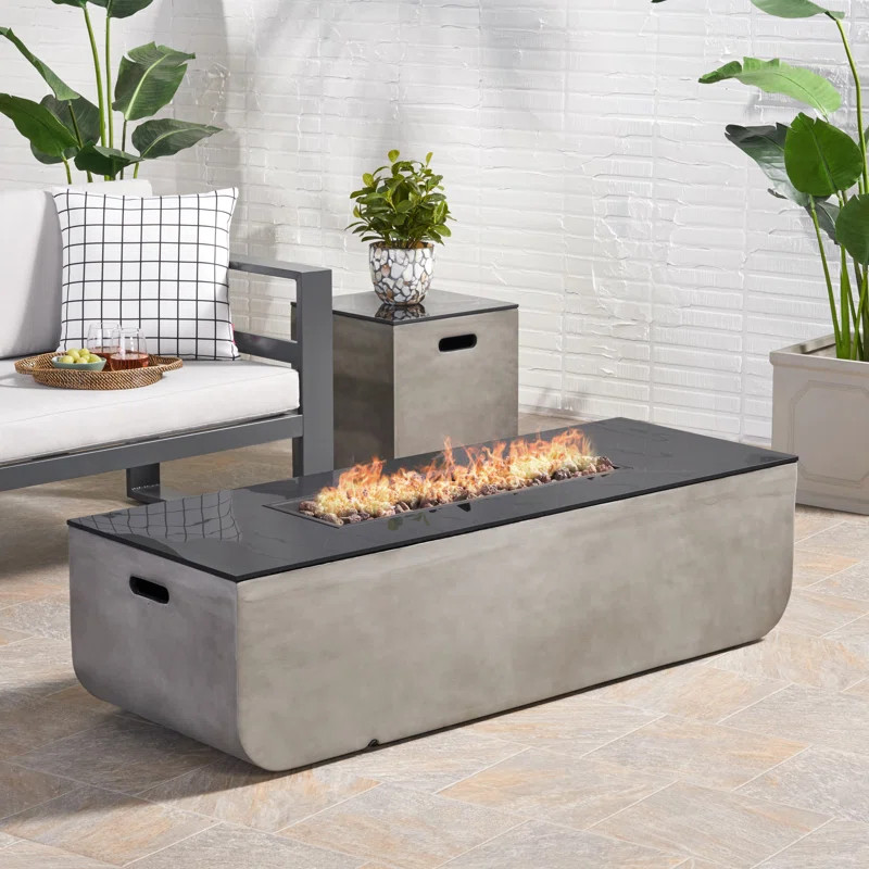 Luvana 20'' H x 56'' W Concrete Propane Outdoor Fire Pit | Wayfair North America