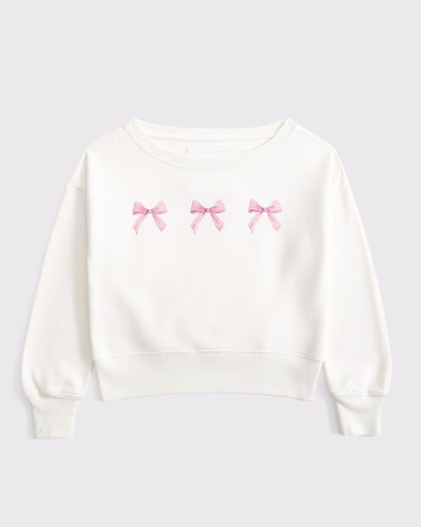 off-the-shoulder graphic crew sweatshirt | Abercrombie & Fitch (US)