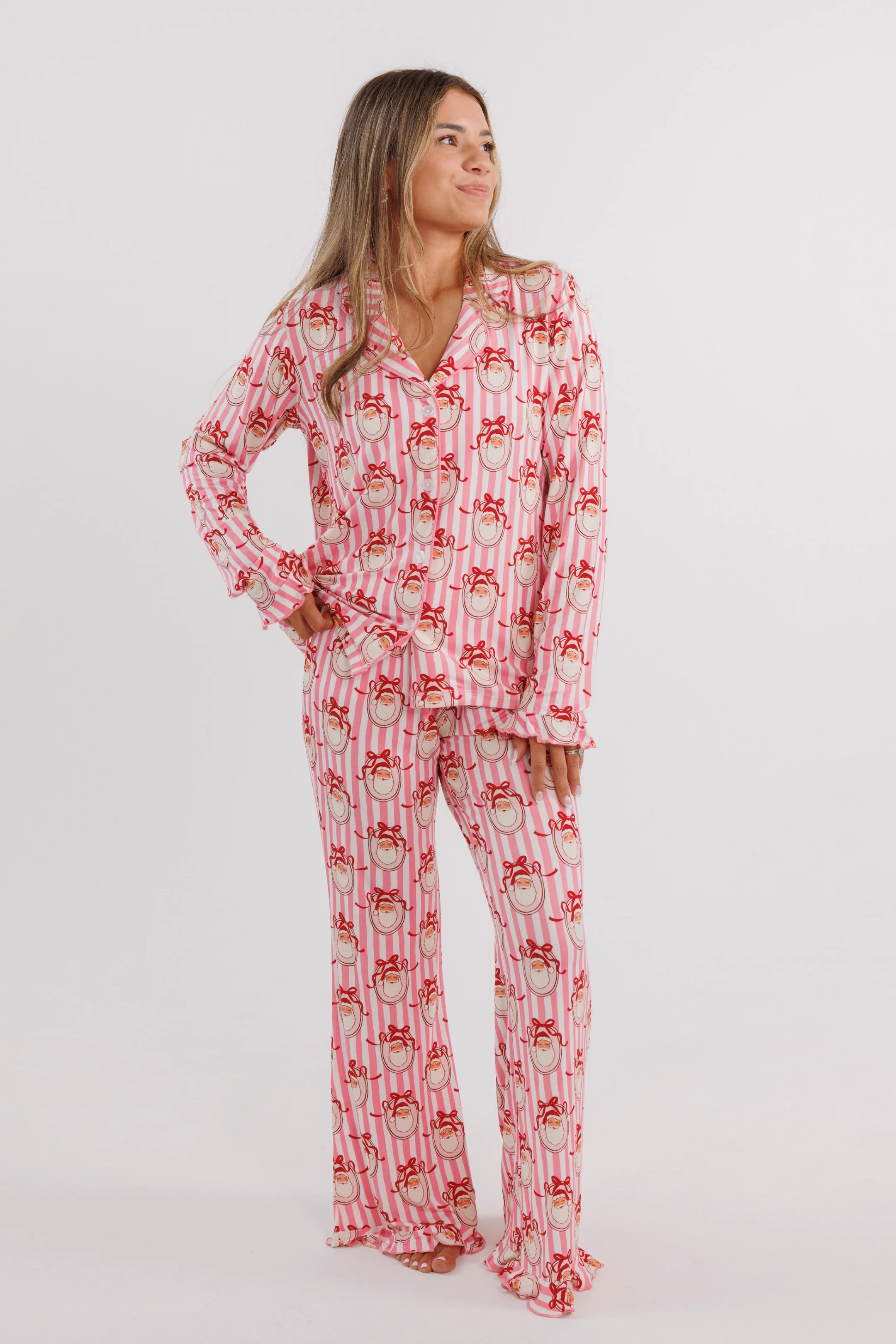 Pink Santa Claus Lane Women's Long Sleeve Ruffle Set | Family Matching Pajama Sets | In My Jammer... | In My Jammers