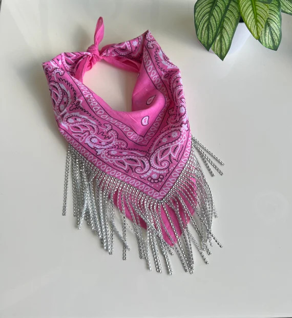 Rhinestone Fringe Bandana/ Bachelorette Party / Bridesmaid - Etsy | Etsy (US)